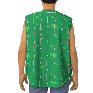 Golf Course Pattern Print Sleeveless Baseball Jersey