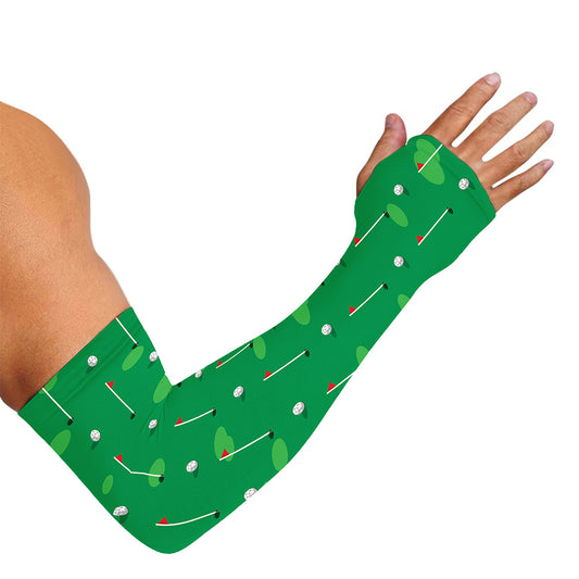 Golf Course Pattern Print Sun Protection Arm Sleeves