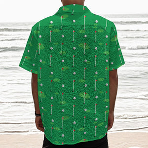 Golf Course Pattern Print Textured Short Sleeve Shirt