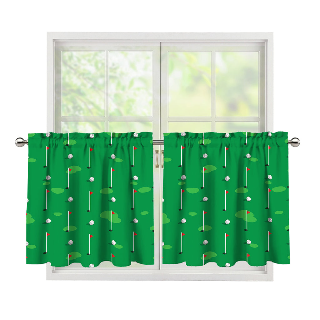 Golf Course Pattern Print Tier Curtains