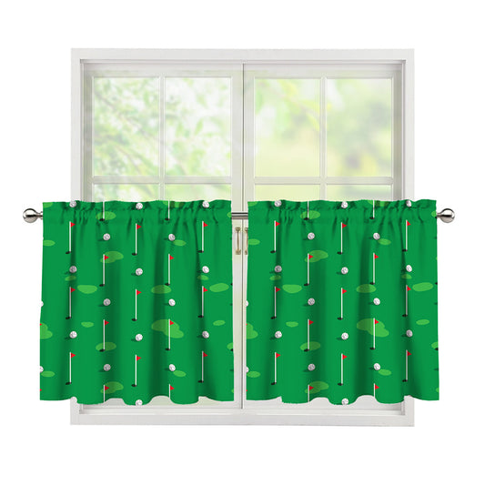 Golf Course Pattern Print Tier Curtains