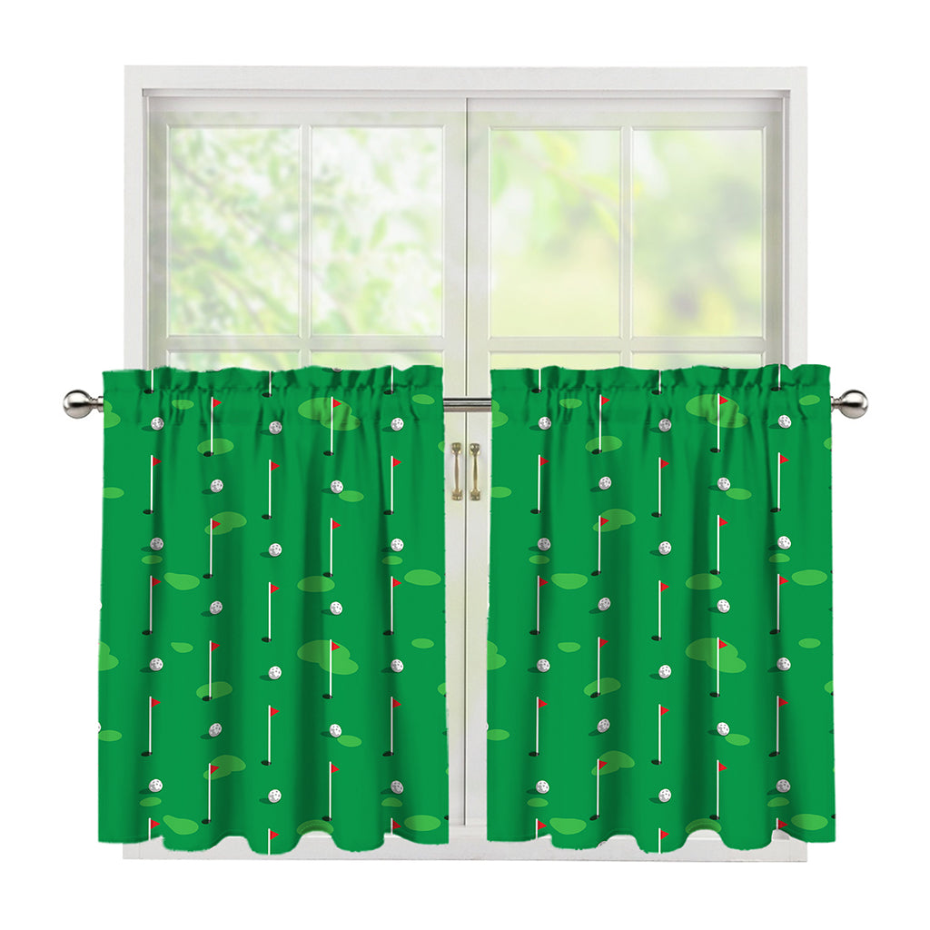 Golf Course Pattern Print Tier Curtains