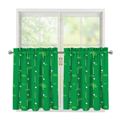 Golf Course Pattern Print Tier Curtains