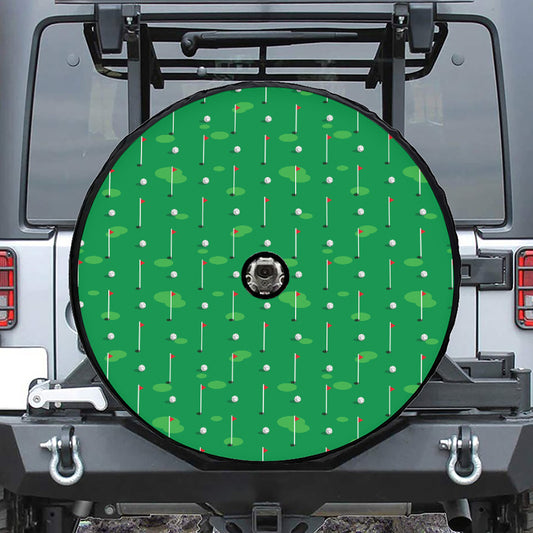 Golf Course Pattern Print Tire Cover With Camera Hole
