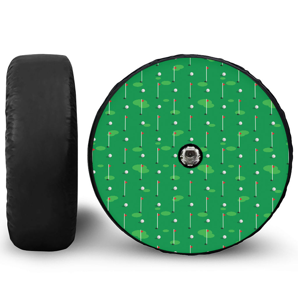 Golf Course Pattern Print Tire Cover With Camera Hole