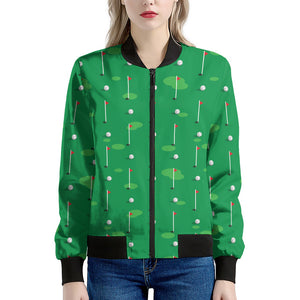 Golf Course Pattern Print Women's Bomber Jacket