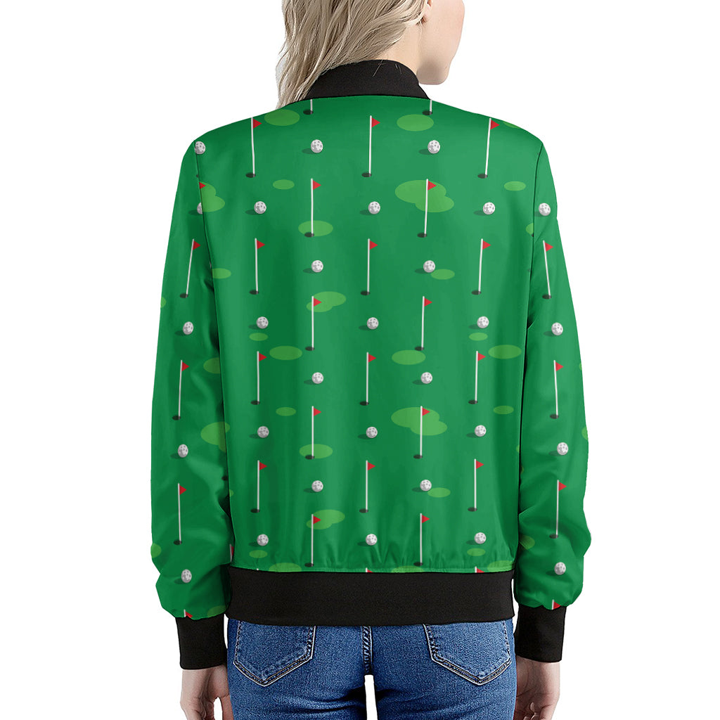 Golf Course Pattern Print Women's Bomber Jacket