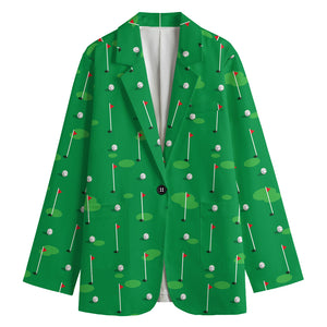 Golf Course Pattern Print Women's Cotton Blazer