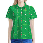 Golf Course Pattern Print Women's Polo Shirt