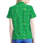 Golf Course Pattern Print Women's Polo Shirt