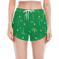 Golf Course Pattern Print Women's Split Running Shorts