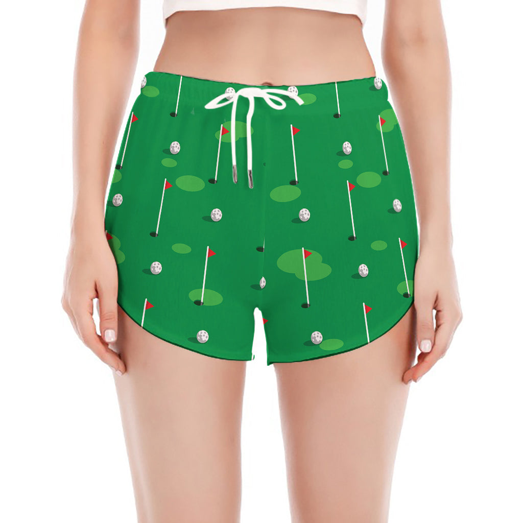 Golf Course Pattern Print Women's Split Running Shorts