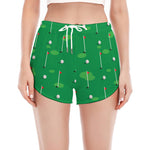 Golf Course Pattern Print Women's Split Running Shorts
