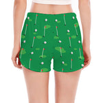 Golf Course Pattern Print Women's Split Running Shorts