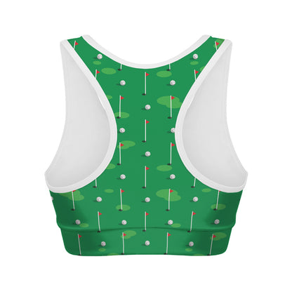 Golf Course Pattern Print Women's Sports Bra