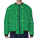 Golf Course Pattern Print Zip Sleeve Bomber Jacket