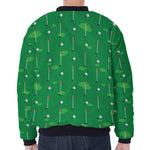 Golf Course Pattern Print Zip Sleeve Bomber Jacket