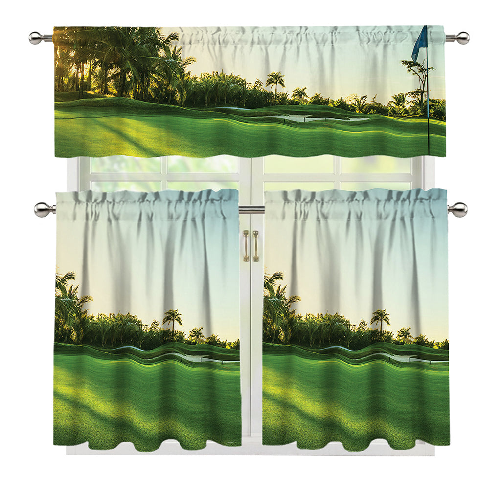 Golf Course Print 3 Piece Kitchen Curtains