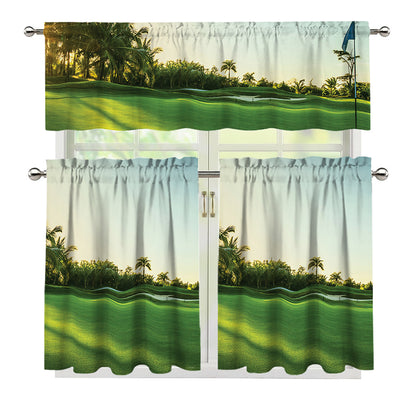 Golf Course Print 3 Piece Kitchen Curtains