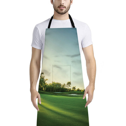 Golf Course Print Bib Apron With Pocket