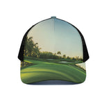 Golf Course Print Black Mesh Trucker Cap