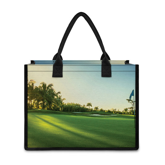 Golf Course Print Canvas Tote Bag