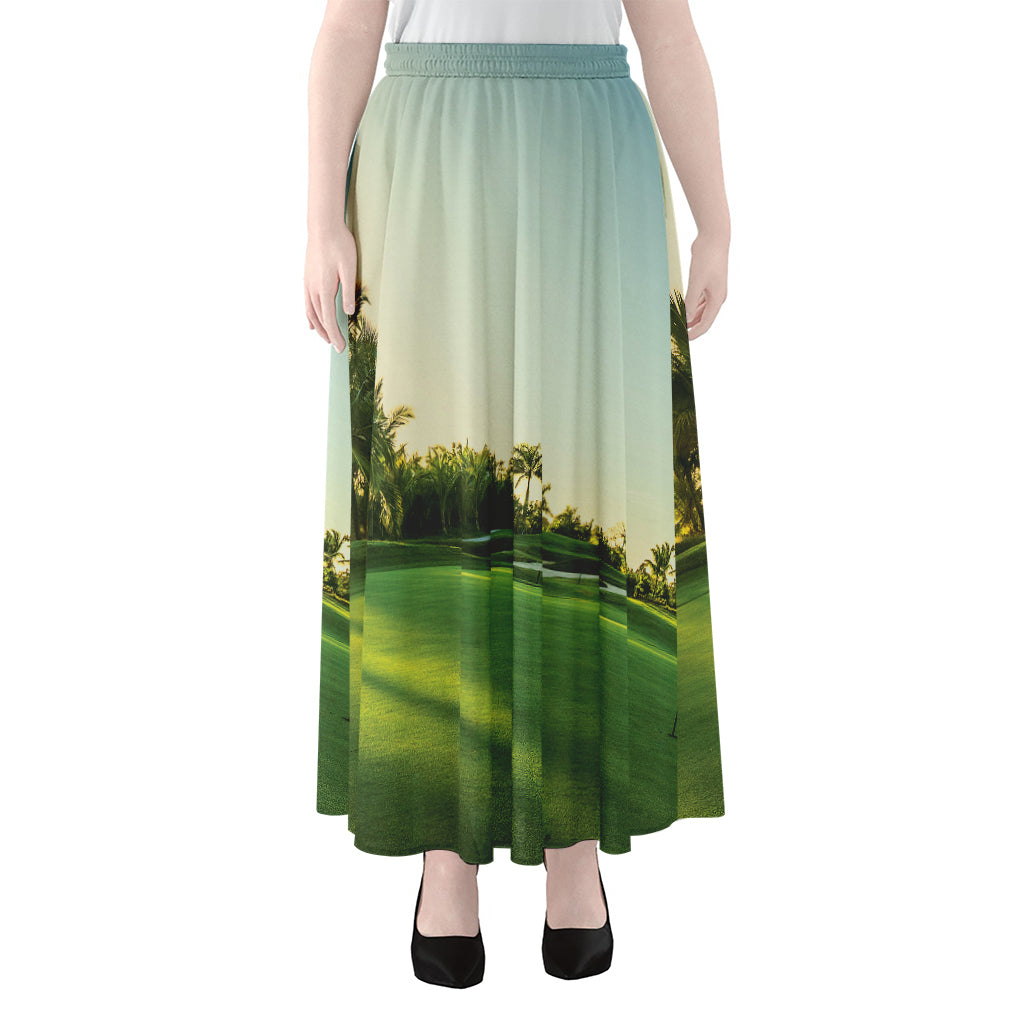 Golf Course Print Chiffon Maxi Skirt