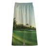 Golf Course Print Cotton Front Slit Maxi Skirt