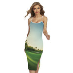 Golf Course Print Cross Back Cami Dress