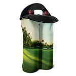 Golf Course Print Double Neoprene Wine Tote