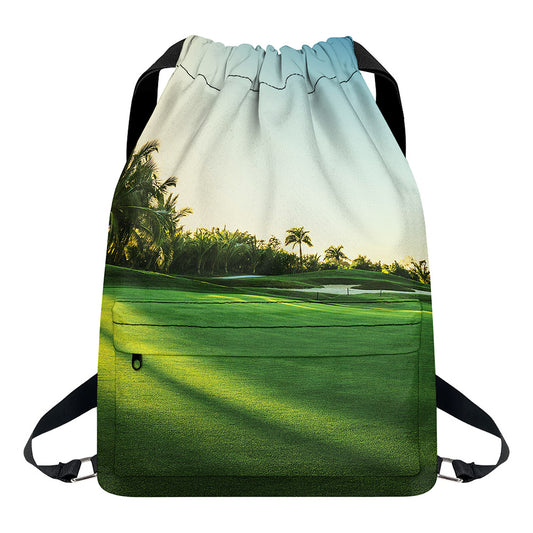 Golf Course Print Drawstring Backpack