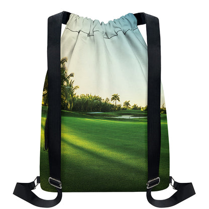 Golf Course Print Drawstring Backpack