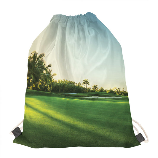 Golf Course Print Drawstring Bag