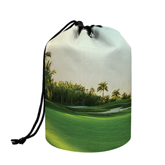 Golf Course Print Drawstring Makeup Bag