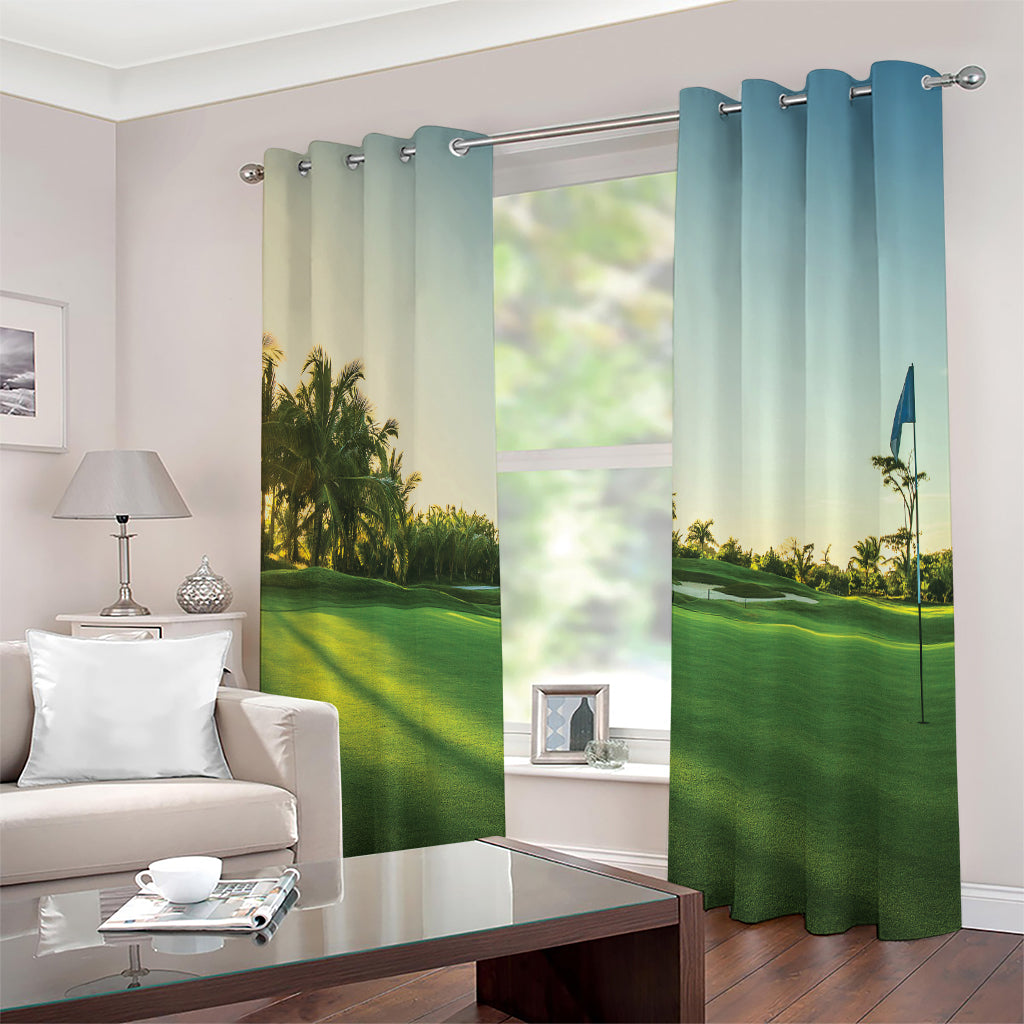 Golf Course Print Extra Wide Grommet Curtains