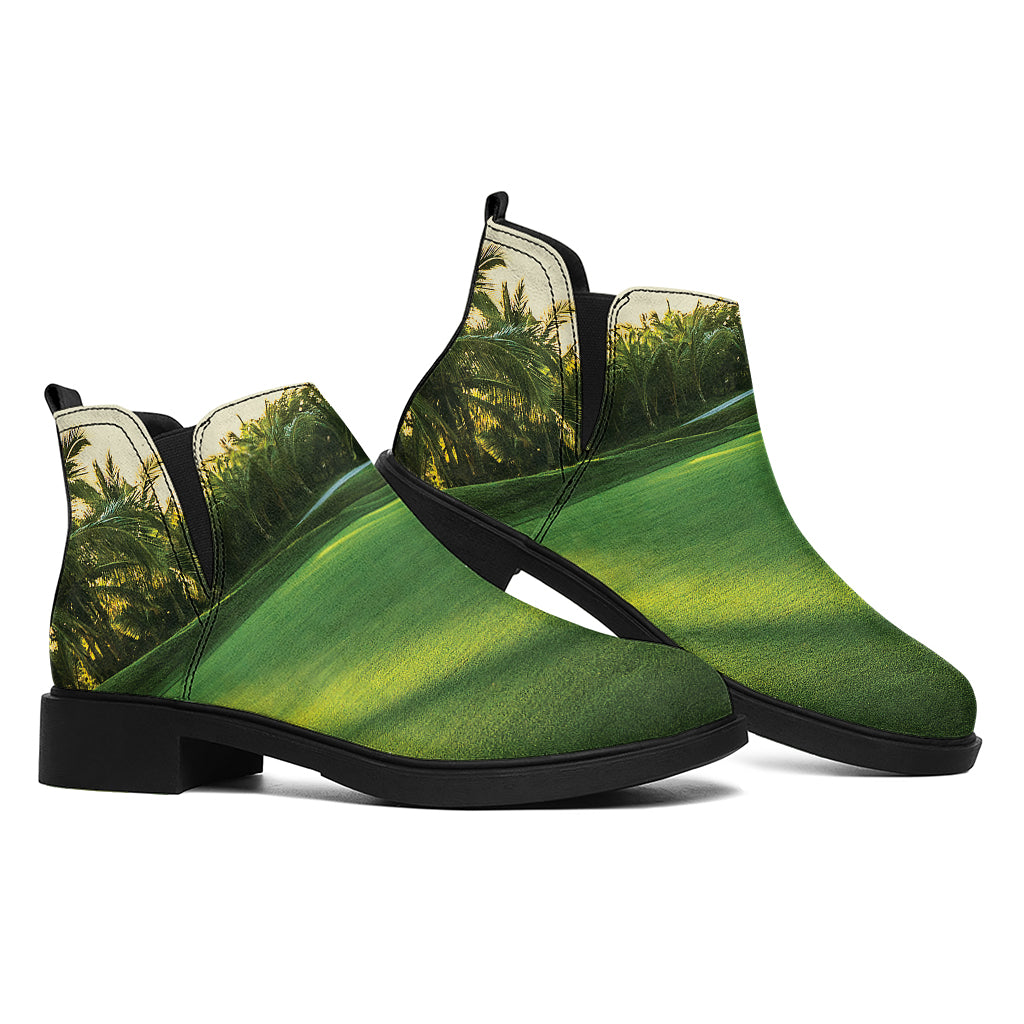 Golf Course Print Flat Ankle Boots