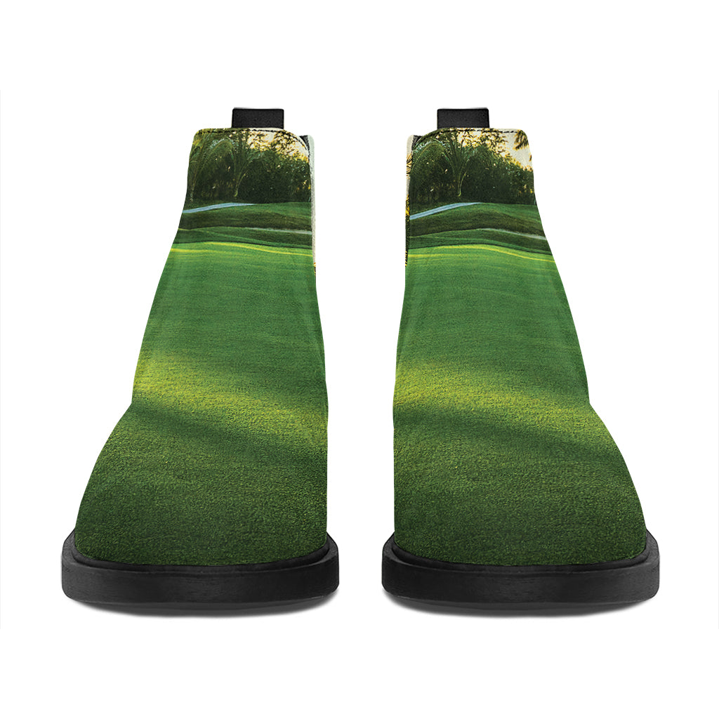 Golf Course Print Flat Ankle Boots