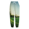 Golf Course Print Fleece Lined Knit Pants