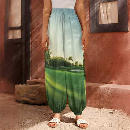 Golf Course Print Harem Pants