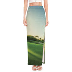 Golf Course Print High Slit Maxi Skirt