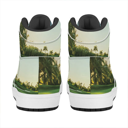 Golf Course Print High Top Leather Sneakers