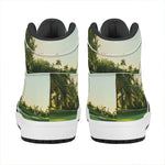 Golf Course Print High Top Leather Sneakers