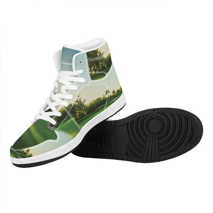 Golf Course Print High Top Leather Sneakers
