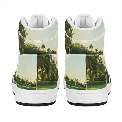Golf Course Print High Top Leather Sneakers