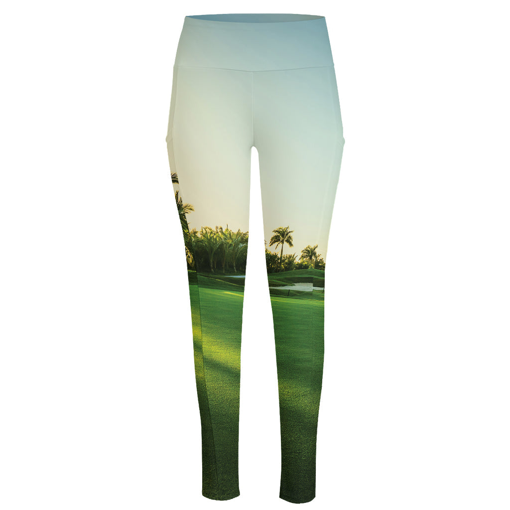 Golf Course Print High-Waisted Pocket Leggings