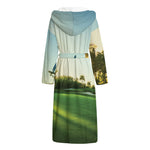 Golf Course Print Hooded Bathrobe