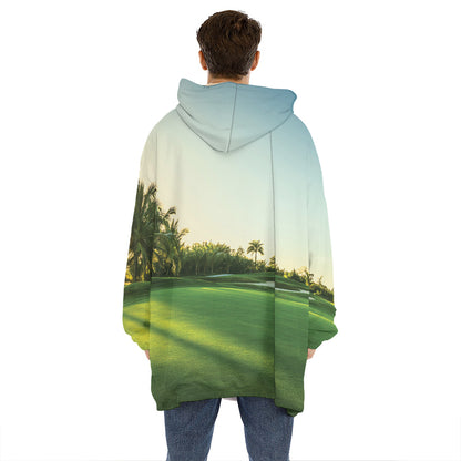 Golf Course Print Hoodie Blanket