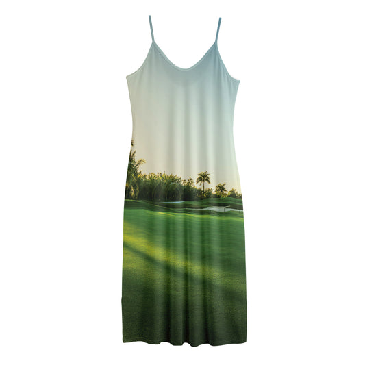 Golf Course Print Jersey Midi Cami Dress