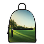 Golf Course Print Leather Backpack