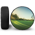 Golf Course Print Leather Spare Tire Cover